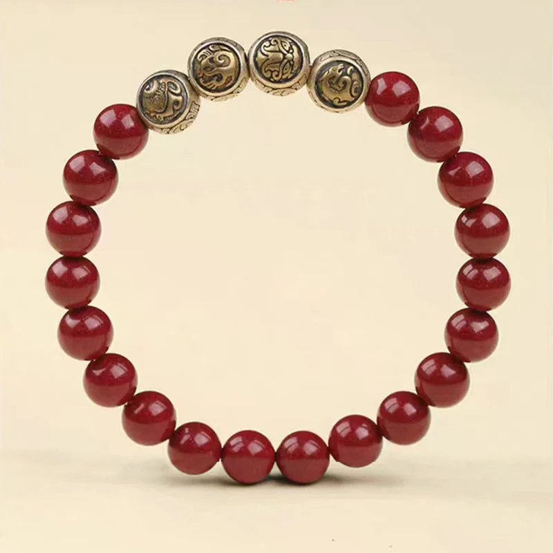 Bracciale Buddha Stones 925 Sterling Silver Cinnabar naturale Quattro Bestie Benedizione - Image 14