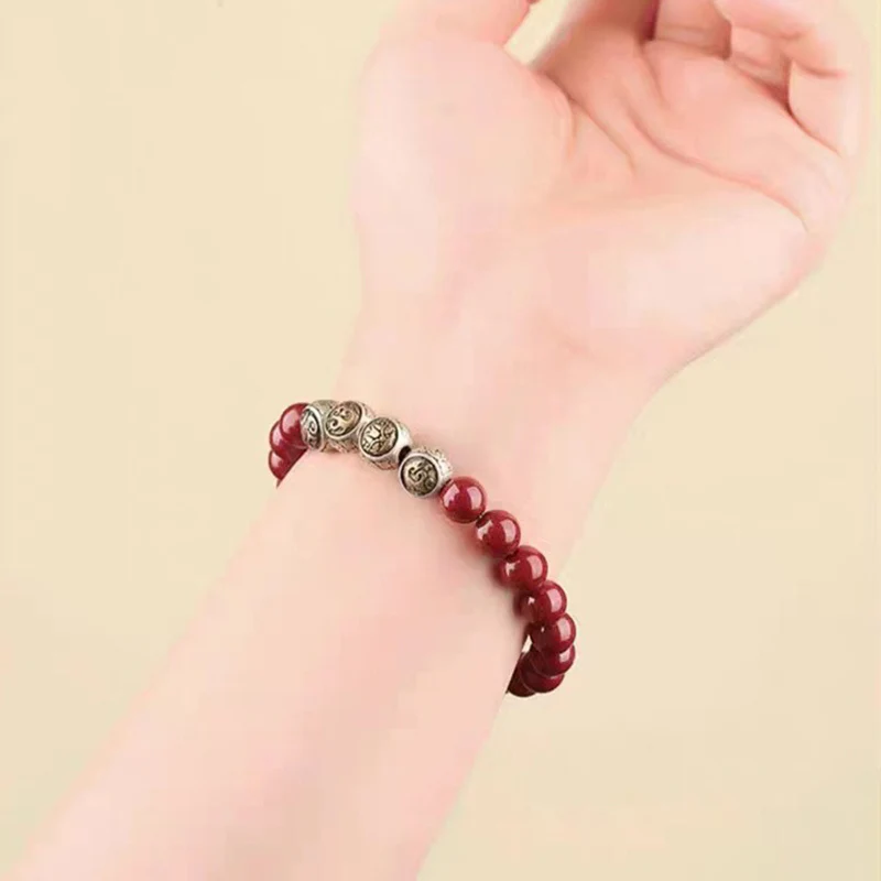 Bracciale Buddha Stones 925 Sterling Silver Cinnabar naturale Quattro Bestie Benedizione - Image 20