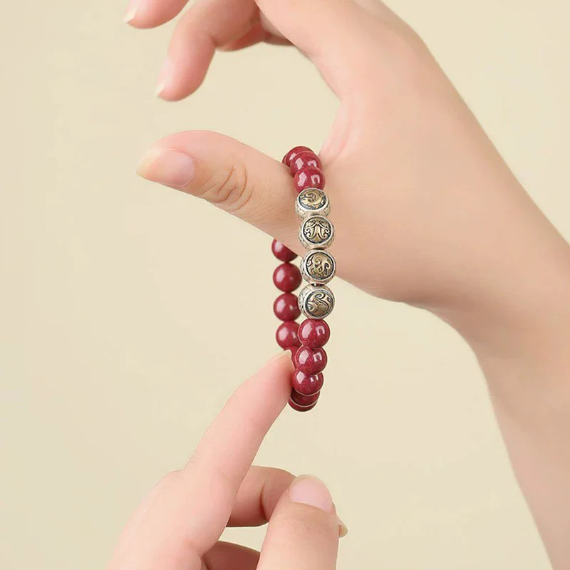 Bracciale Buddha Stones 925 Sterling Silver Cinnabar naturale Quattro Bestie Benedizione - Image 21