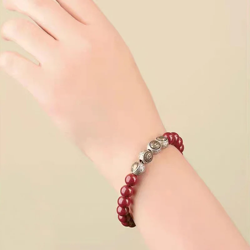 Bracciale Buddha Stones 925 Sterling Silver Cinnabar naturale Quattro Bestie Benedizione - Image 6