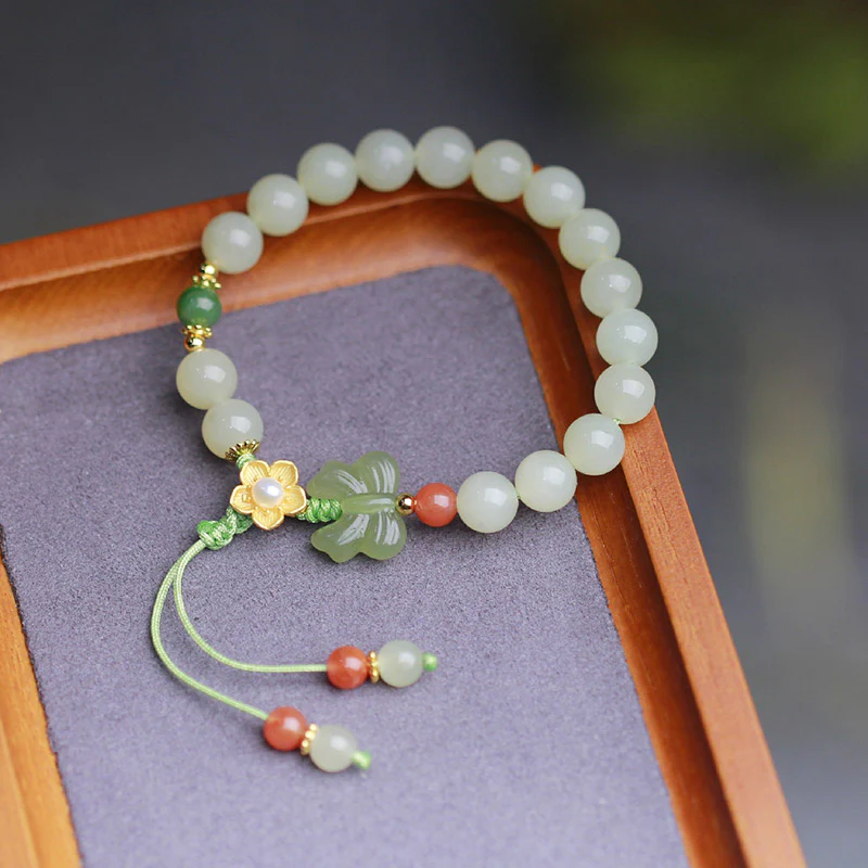 Bracciale Buddha Stones 925 Sterling Silver Jade Luck Flower Butterfly - Image 13
