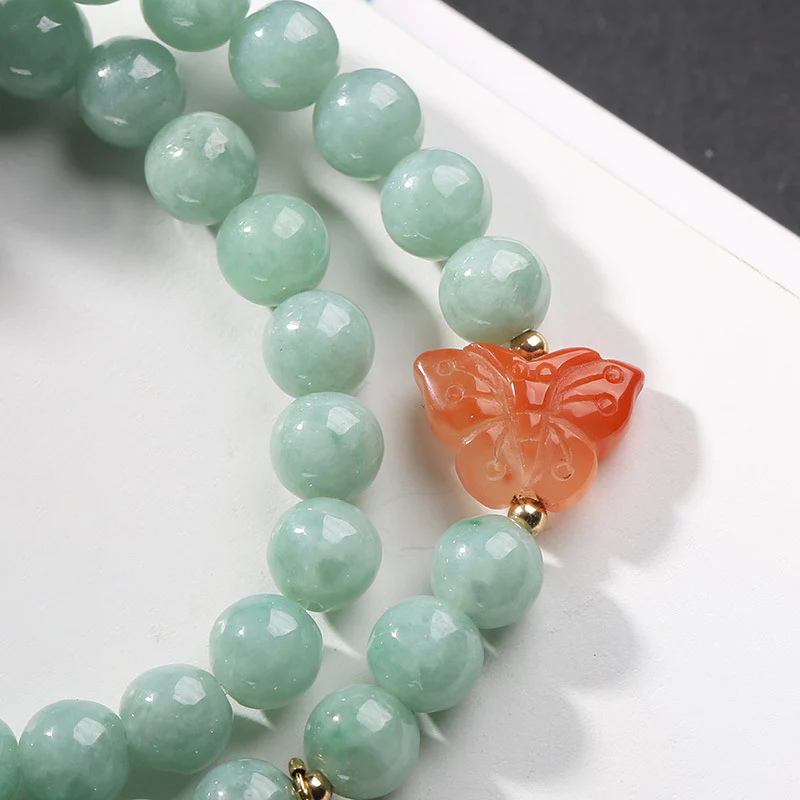 Bracciale Buddha Stones 925 Sterling Silver Jade Natural Ambra Butterfly Luck Abundance - Image 5