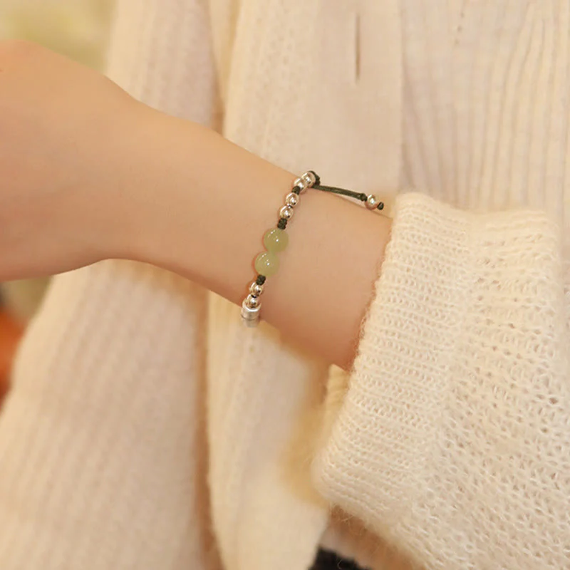 Bracciale Buddha Stones 925 Sterling Silver Jade naturale Fu Character Bamboo Abundance - Image 10
