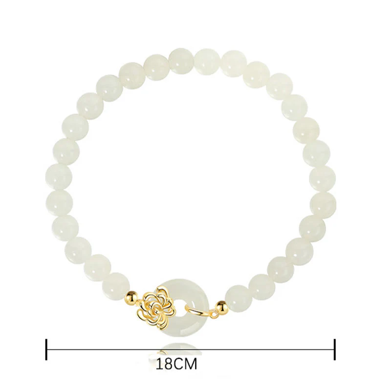 Bracciale Buddha Stones 925 Sterling Silver Natural Hetian Jade Autunno Crisantemo Fibbia Pace Prosperità - Image 3