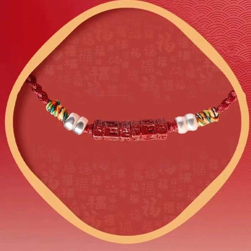 Bracciale Buddha Stones 925 Sterling Silver Om Mani Padme Hum Cinnabar Blessing Bambino Adulto - Image 14