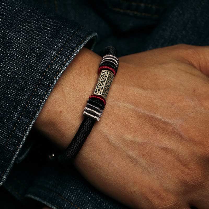 Bracciale Buddha Stones 925 Sterling Silver Om Mani Padme Hum Peace Red String - Image 12
