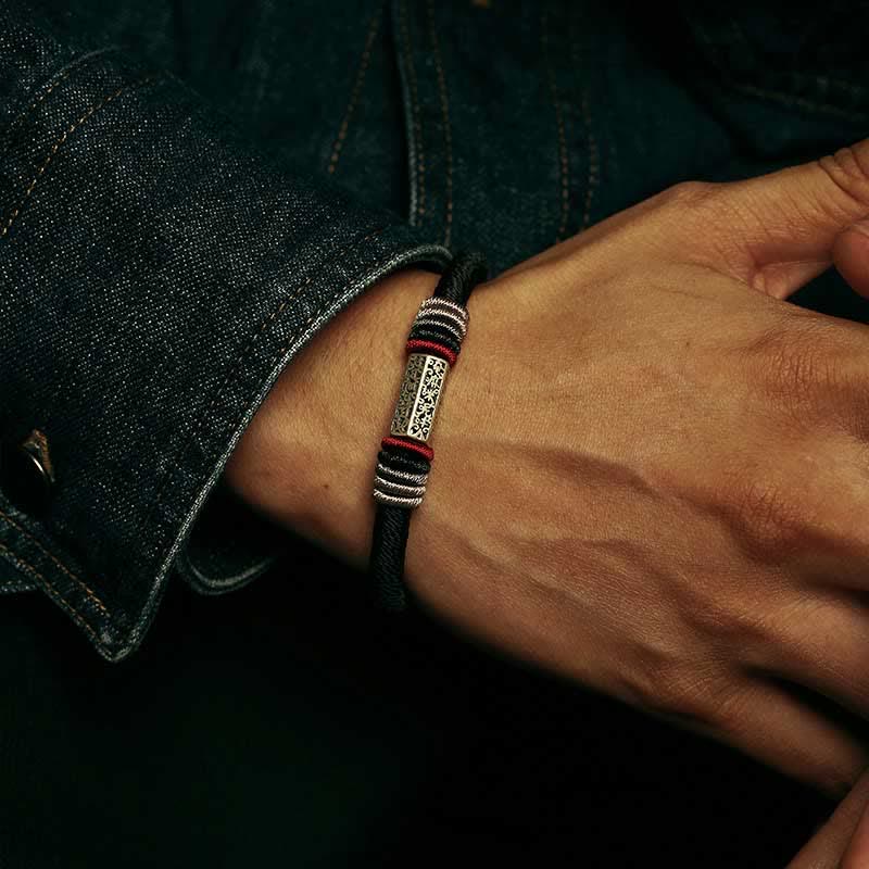 Bracciale Buddha Stones 925 Sterling Silver Om Mani Padme Hum Peace Red String - Image 13
