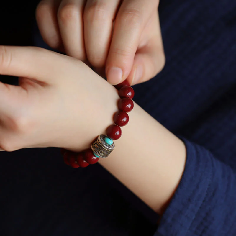Bracciale Buddha Stones 925 Sterling Silver Zodiaco Cinese Buddha Natale Cinabro Om Mani Padme Hum Calm - Image 8