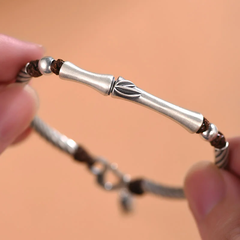 Bracciale Buddha Stones 999 Sterling Silver Bamboo Pattern Cicada Luck Wealth - Image 15