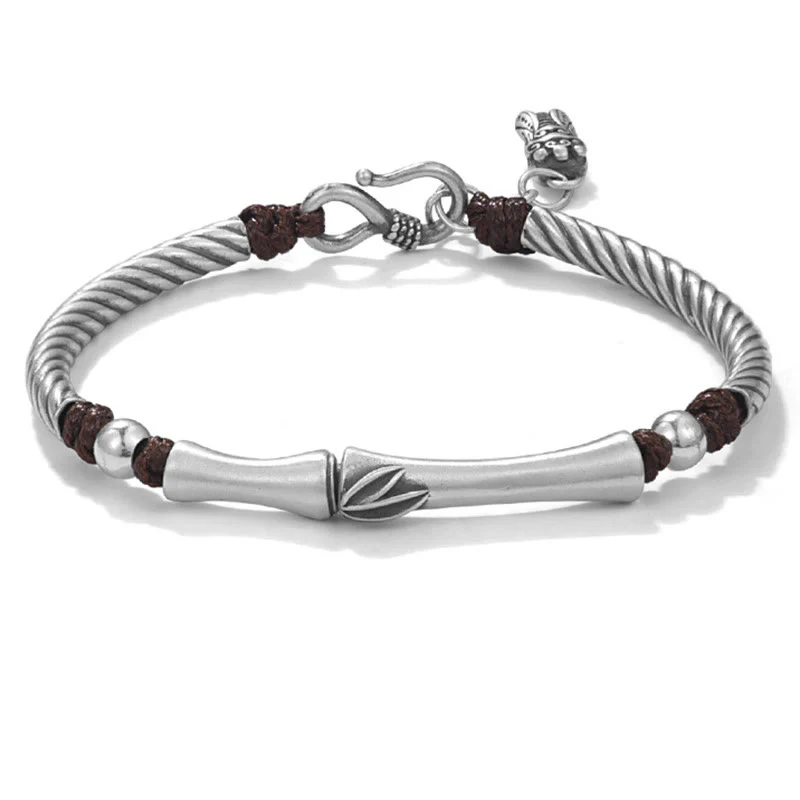 Bracciale Buddha Stones 999 Sterling Silver Bamboo Pattern Cicada Luck Wealth - Image 16