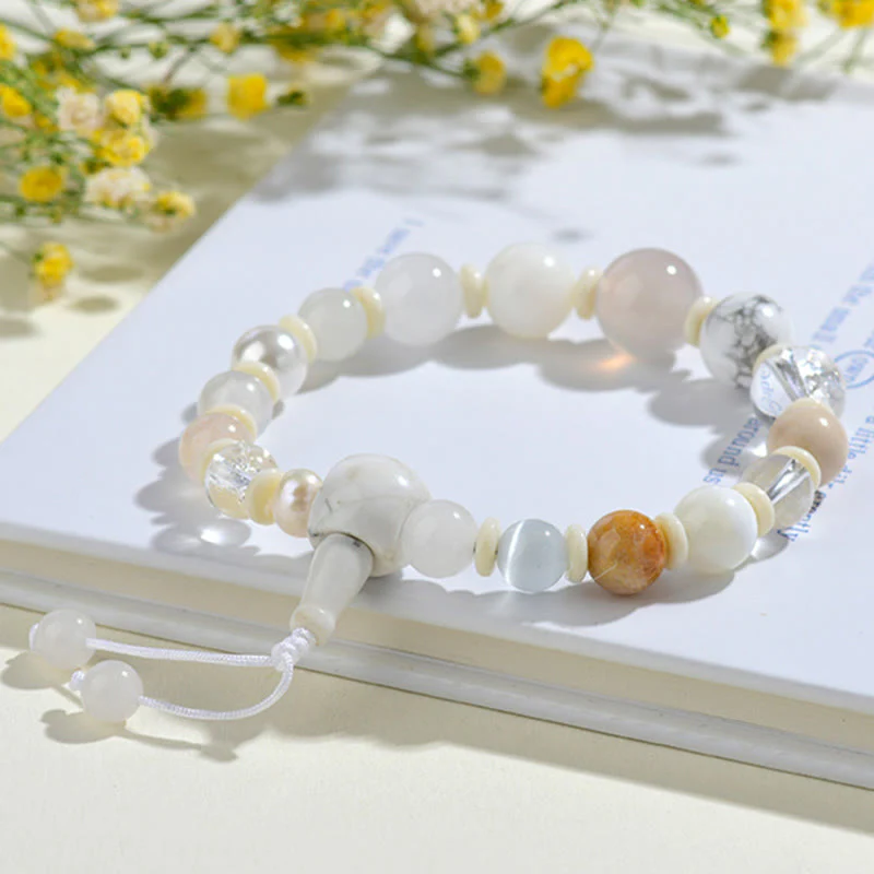 Bracciale Buddha Stones Agata Bianca Perla 18 Perline Equilibrio Fortuna - Image 7