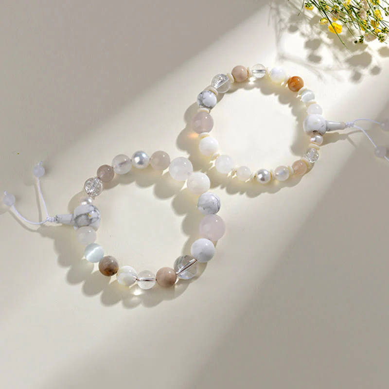 Bracciale Buddha Stones Agata Bianca Perla 18 Perline Equilibrio Fortuna - Image 9