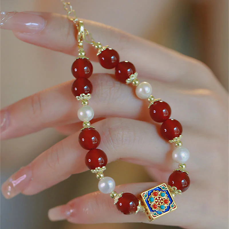 Bracciale Buddha Stones Agata Rossa Perla Fiducia Autoaccettazione - Image 2