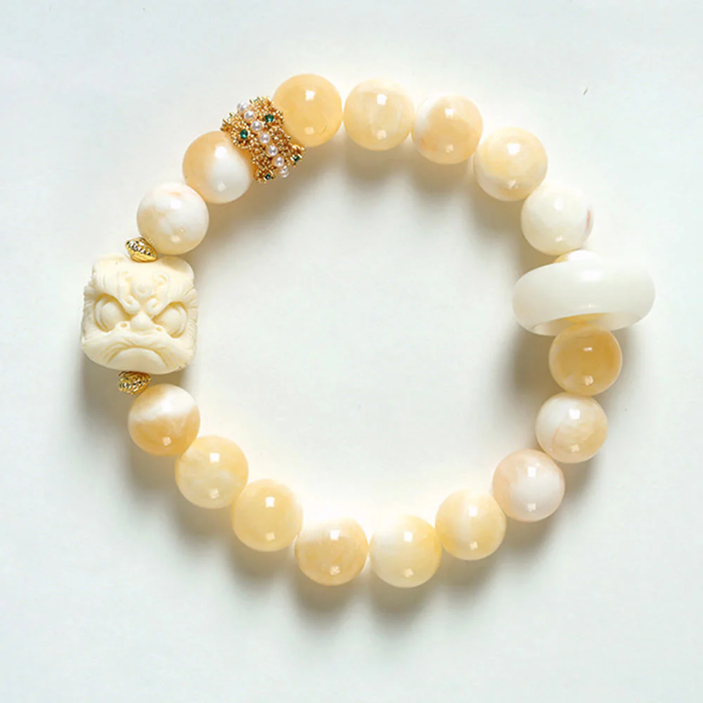 Bracciale Buddha Stones Ambra Grigio Agata Avorio Frutta Confidenza - Image 3