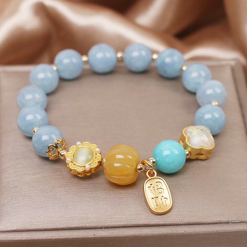 Bracciale Buddha Stones Aquamarine Pumpkin Pearl Wealth Protection - Image 3