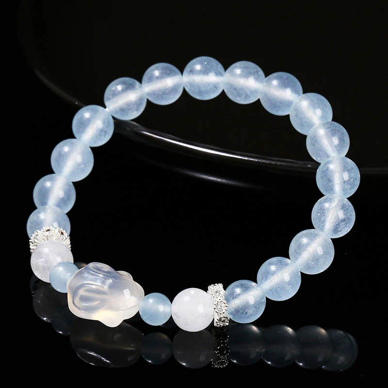 Bracciale Buddha Stones Calcedonio blu Agata bianca Coniglio Equilibrio emotivo - Image 3