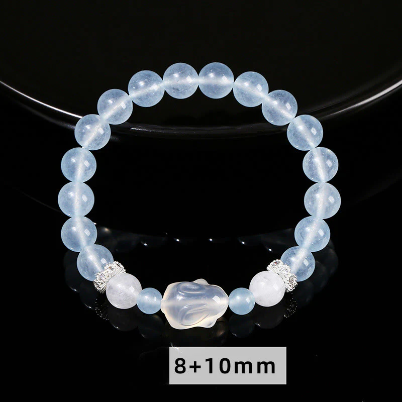 Bracciale Buddha Stones Calcedonio blu Agata bianca Coniglio Equilibrio emotivo - Image 8