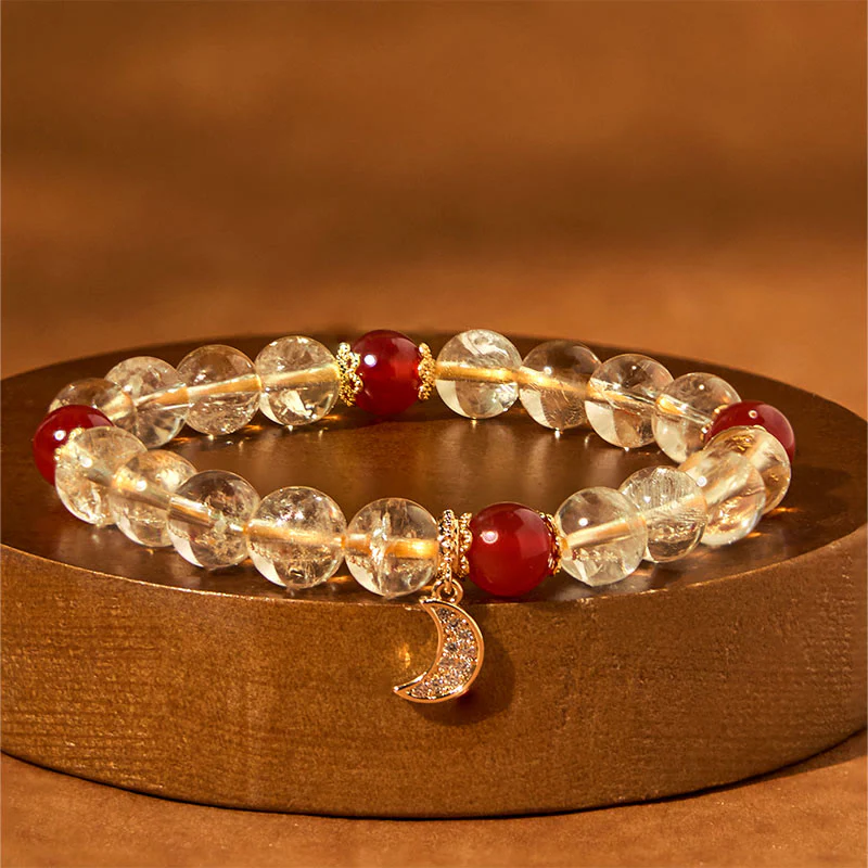 Bracciale Buddha Stones Citrino Agata Rossa Luna Prosperità