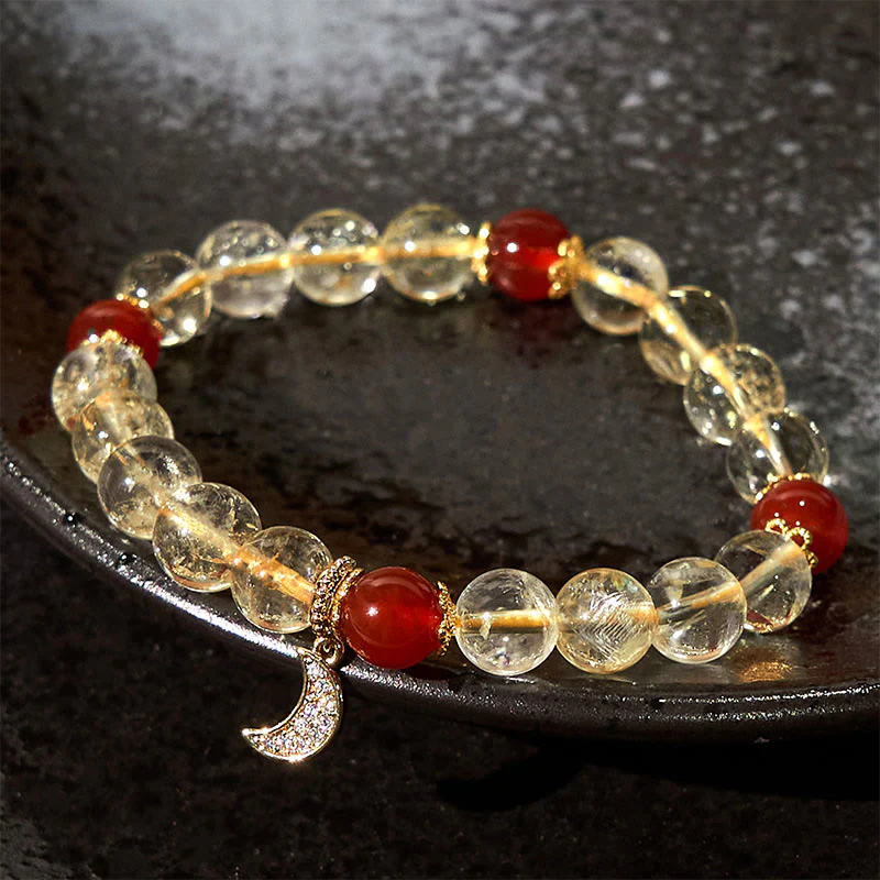 Bracciale Buddha Stones Citrino Agata Rossa Luna Prosperità - Image 10
