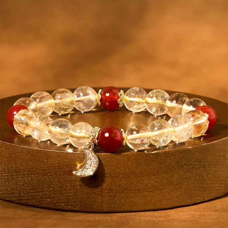 Bracciale Buddha Stones Citrino Agata Rossa Luna Prosperità - Image 13