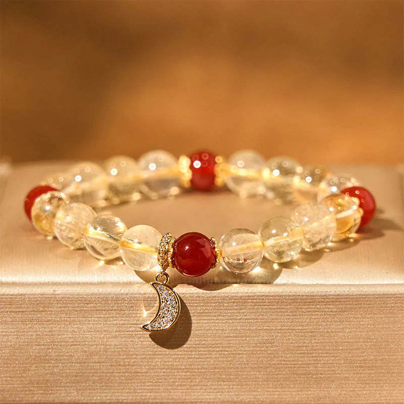 Bracciale Buddha Stones Citrino Agata Rossa Luna Prosperità - Image 2