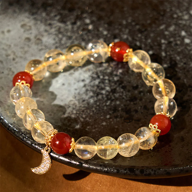 Bracciale Buddha Stones Citrino Agata Rossa Luna Prosperità - Image 4