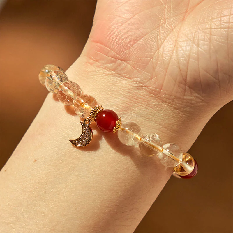 Bracciale Buddha Stones Citrino Agata Rossa Luna Prosperità - Image 5