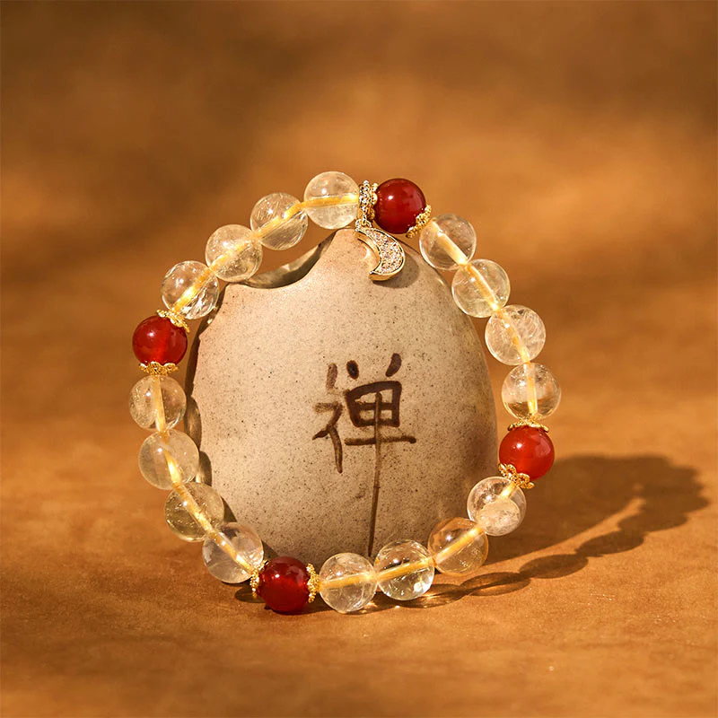 Bracciale Buddha Stones Citrino Agata Rossa Luna Prosperità - Image 9