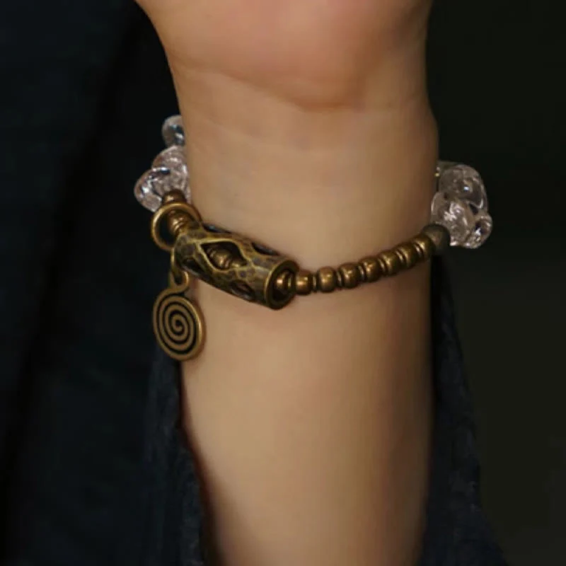 Bracciale Buddha Stones con cristalli bianchi irregolari e purezza del rame - Image 11