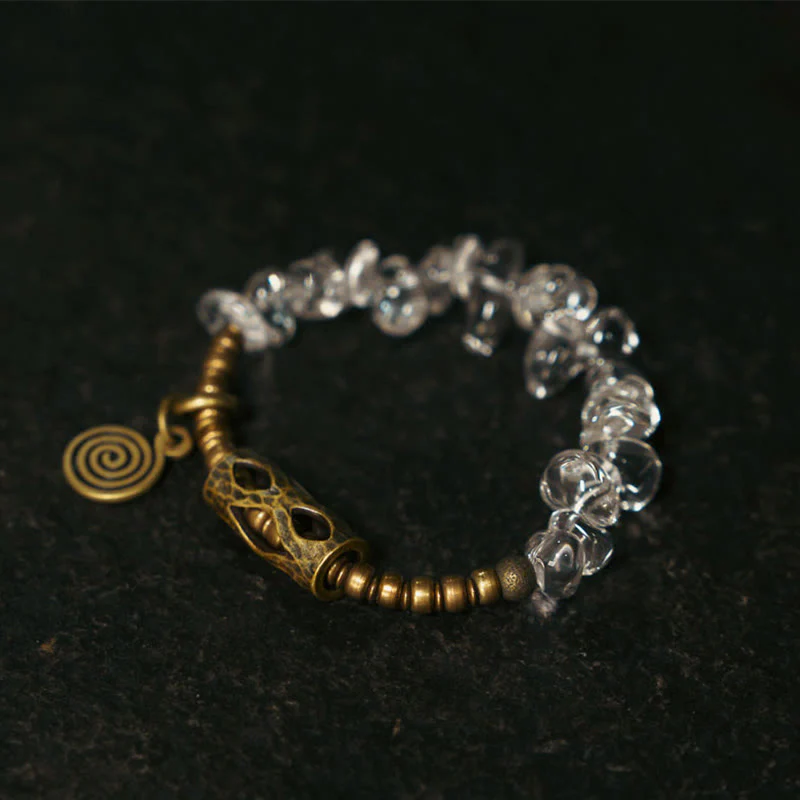 Bracciale Buddha Stones con cristalli bianchi irregolari e purezza del rame - Image 2