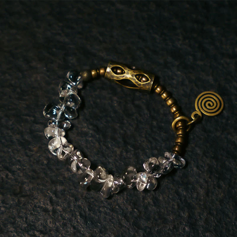 Bracciale Buddha Stones con cristalli bianchi irregolari e purezza del rame - Image 3