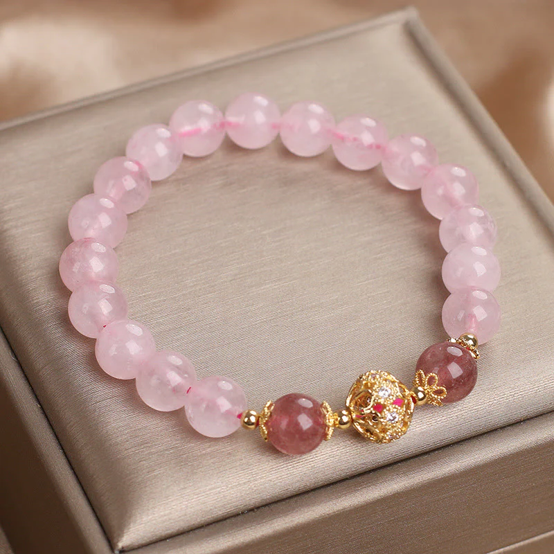 Bracciale Buddha Stones con cristallo rosa e quarzo fragola Love - Image 7