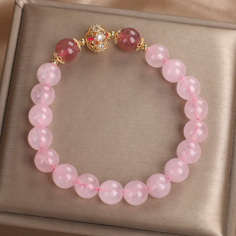 Bracciale Buddha Stones con cristallo rosa e quarzo fragola Love - Image 9