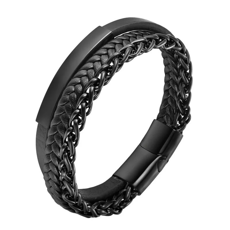 Bracciale Buddha Stones con fibbia in pelle calma in acciaio al titanio multistrato - Image 4