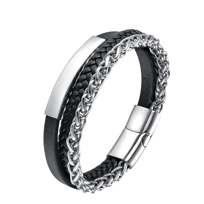 Bracciale Buddha Stones con fibbia in pelle calma in acciaio al titanio multistrato - Image 9
