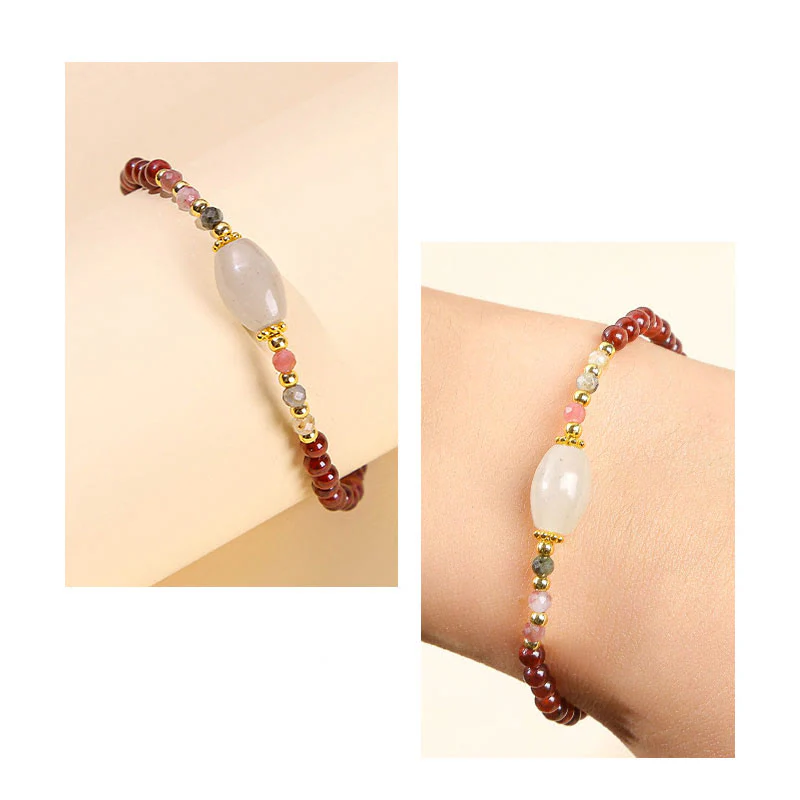 Bracciale Buddha Stones con perline di giada, tormalina e granato - Image 8