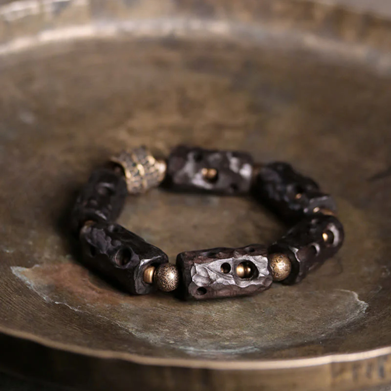 Bracciale Buddha Stones Ebano Legno Rame Ottone Calma - Image 10