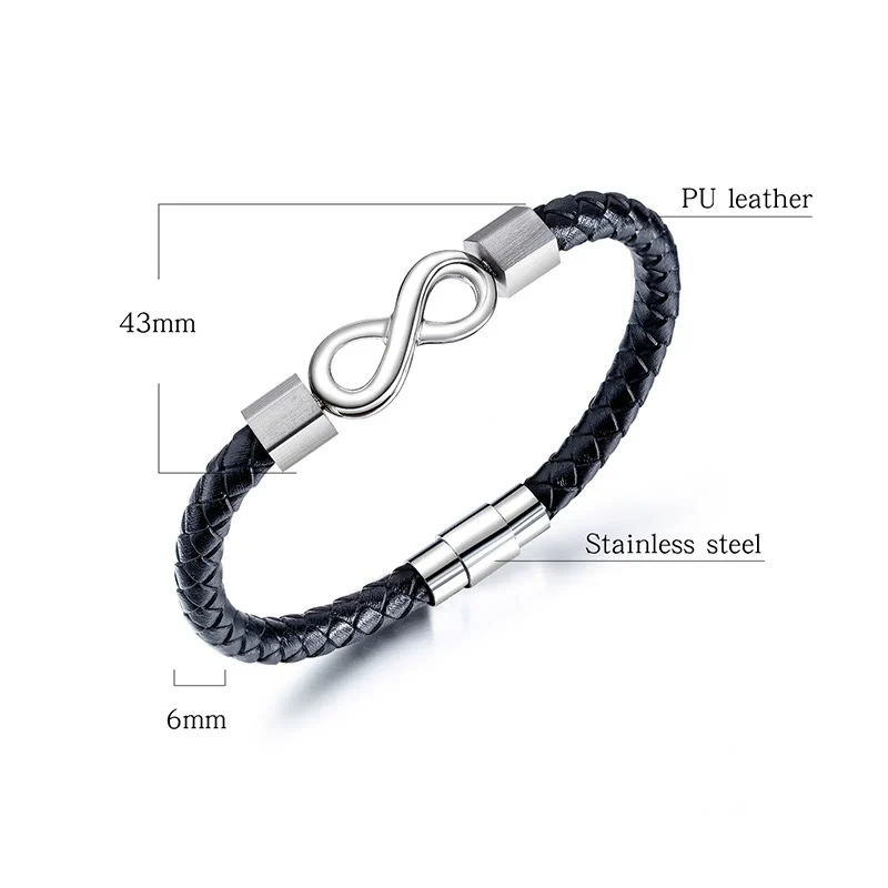 Bracciale Buddha Stones Endless Knot in acciaio al titanio con intreccio in pelle e bilanciamento - Image 14