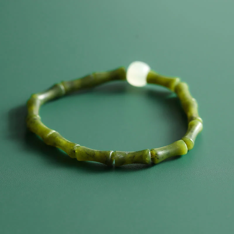 Bracciale Buddha Stones Green Bamboo Jade Pattern Luck Abundance - Image 4