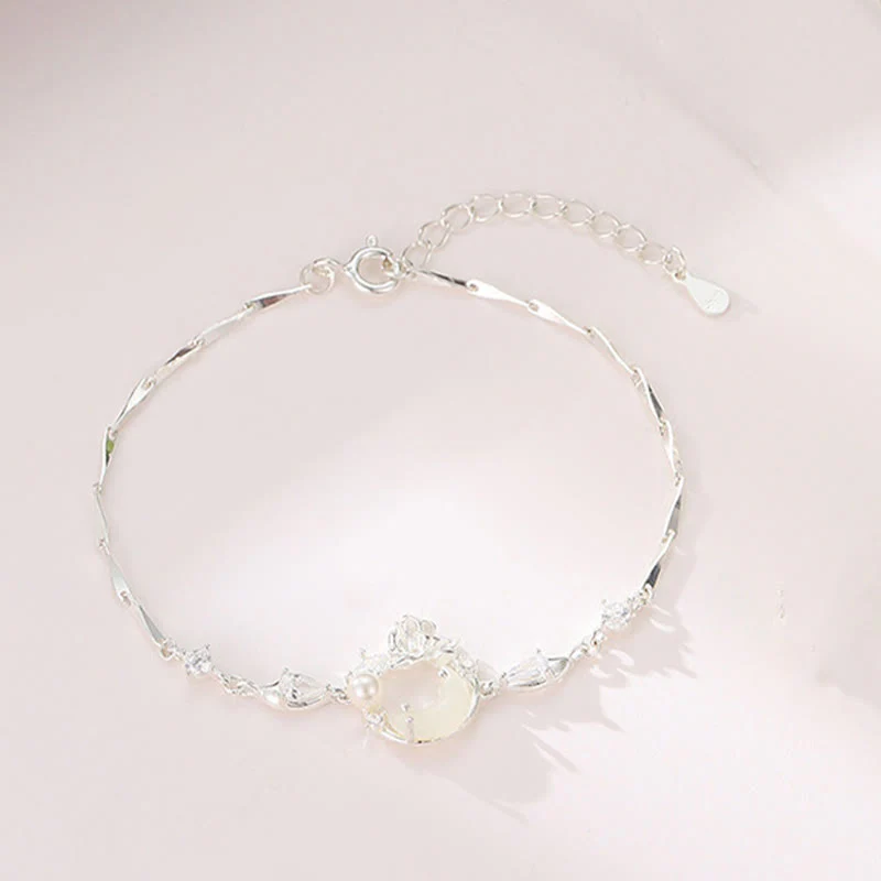 Bracciale Buddha Stones Hetian Jade 925 Sterling Silver Cubic Zirconia Pearl Lotus - Image 2