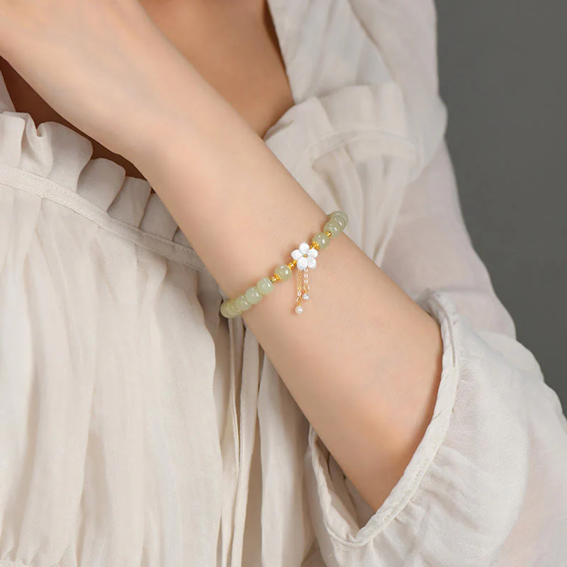 Bracciale Buddha Stones in argento sterling 925 con giada Hetian naturale e fiore della fortuna - Image 11