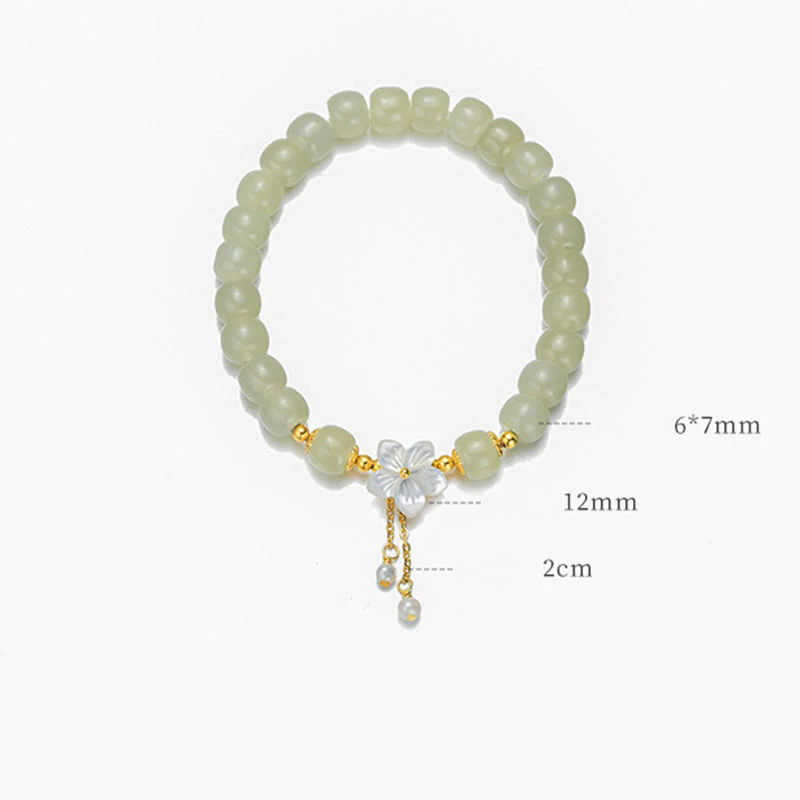 Bracciale Buddha Stones in argento sterling 925 con giada Hetian naturale e fiore della fortuna - Image 12
