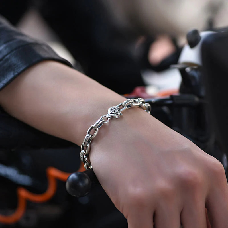 Bracciale Buddha Stones in argento sterling 925 con sei parole vere e saggezza, calma - Image 5