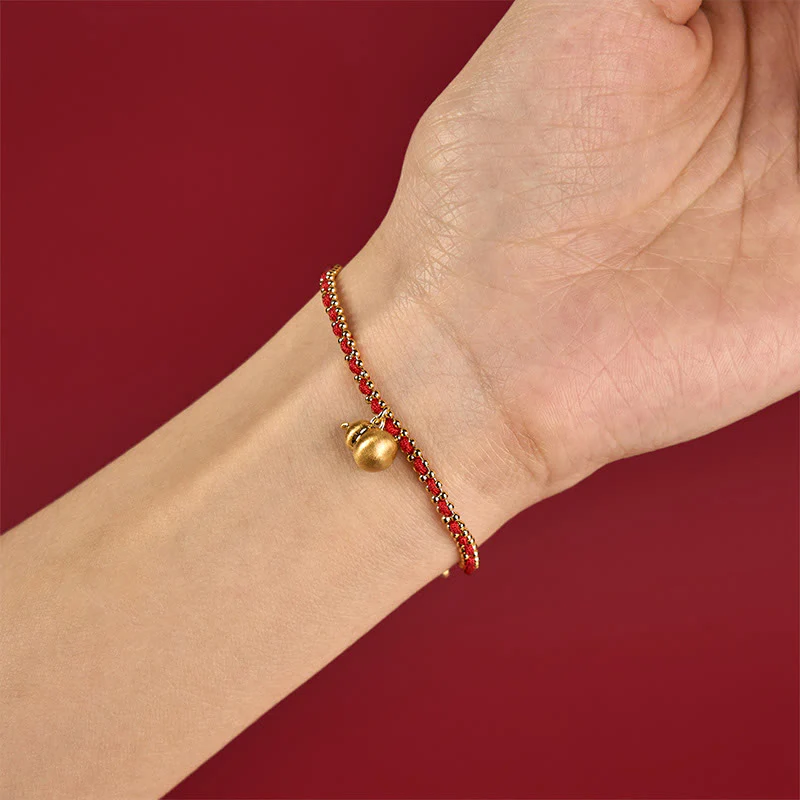 Bracciale Buddha Stones in corda rossa, rame e ottone, zucca, forza e ricchezza - Image 3