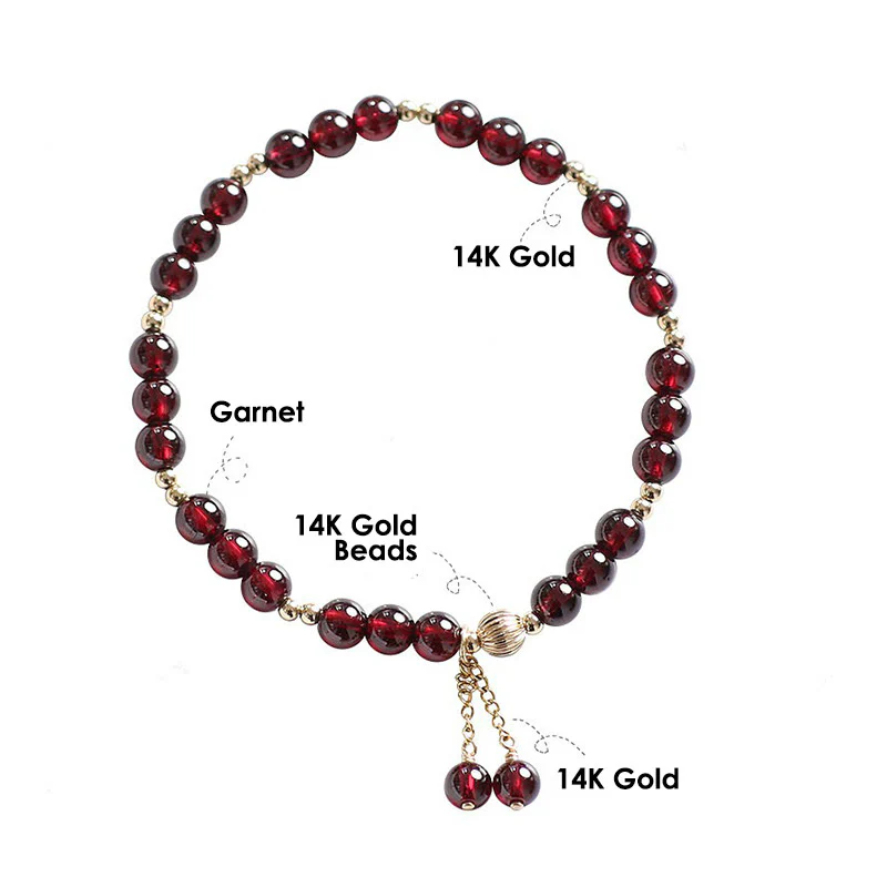 Bracciale Buddha Stones in lega placcata oro 14K con granato naturale e calma - Image 10