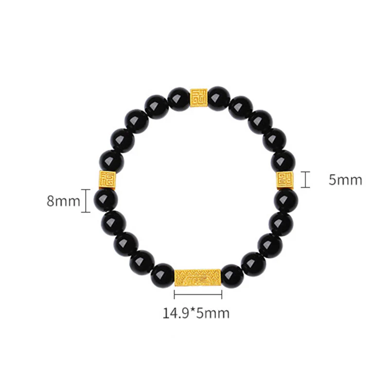 Bracciale Buddha Stones in ossidiana nera, argento sterling 925, carattere Fu, cubo, forza - Image 12