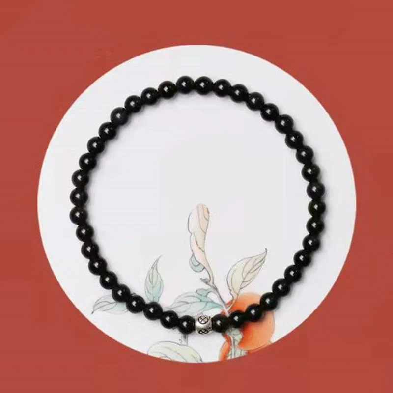 Bracciale Buddha Stones in ossidiana nera naturale e quarzo fumé per la forza di purificazione - Image 11