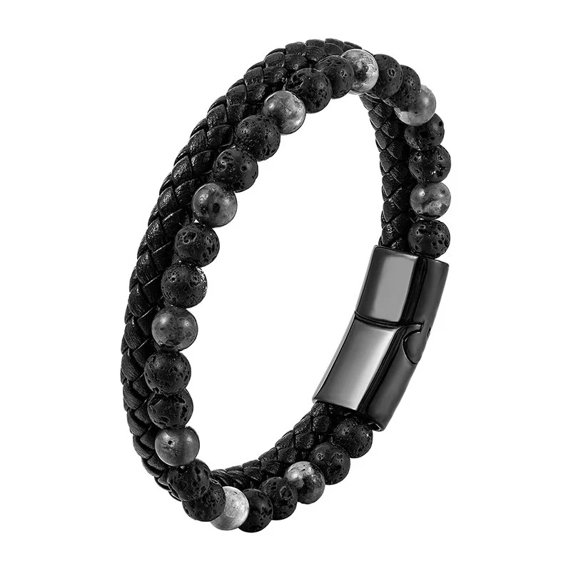 Bracciale Buddha Stones Lava Rock Titanium Steel Calm Leather - Image 10