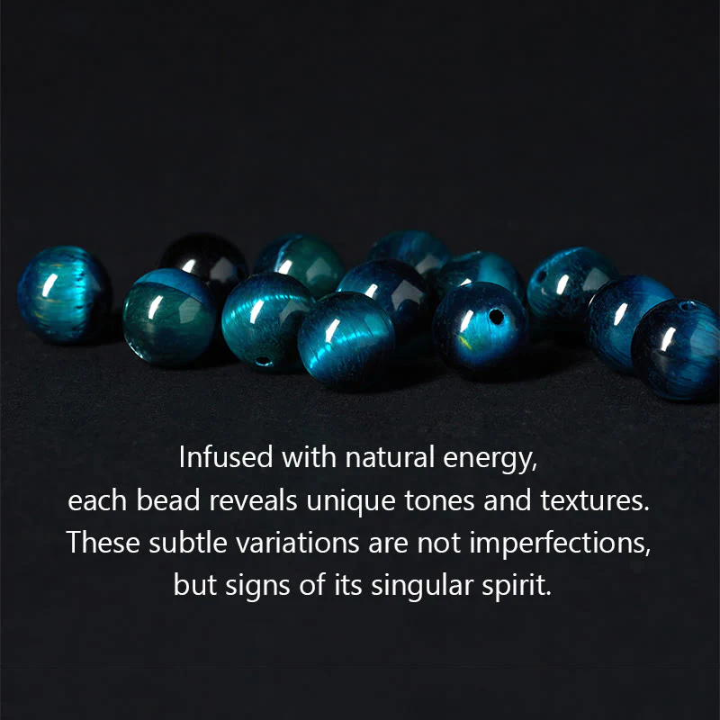 Bracciale Buddha Stones Natural Blue Tiger Eye Om Mani Padme Hum Strength - Image 6