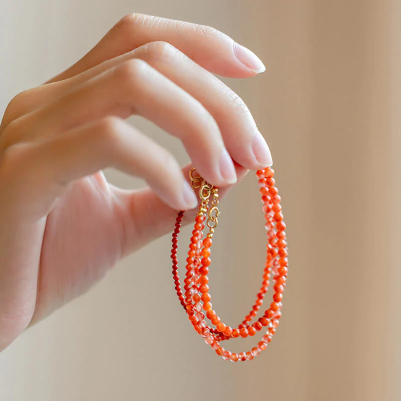 Bracciale Buddha Stones Natural Cherry Persimmon Red Agate Ultra-sottili Perline Confidence - Image 21